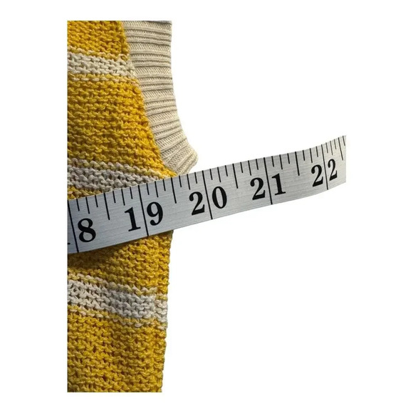 ZARA Women’s Small Yellow and White Striped Knit Rustic Sweater Vest Oversized - Picture 6 of 9